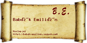 Babák Emilián névjegykártya